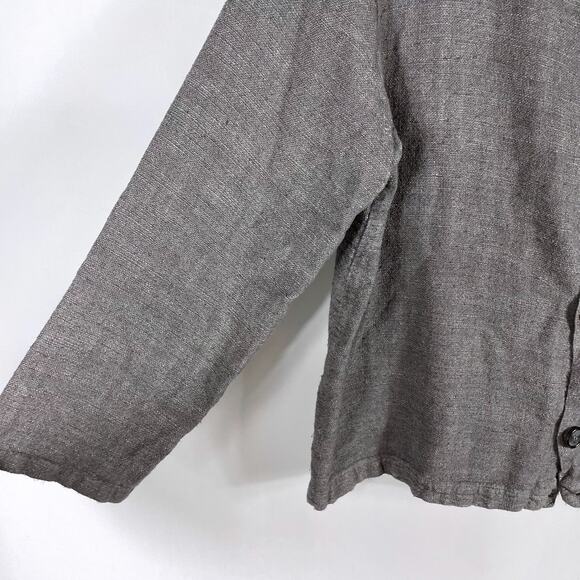 CP Shades Linen Shirt Gray Collared Button Front Long Sleeve Sz M Women's - Picture 3 of 7